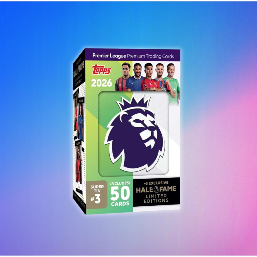[ พร้อมส่ง! ] การ์ดสะสมฟุตบอล Topps Premier League 2026 Super Tin - Hall of Fame Series #1 #2 #3 ใหม่ล่าสุด! (p4) ( 420 กรัม )