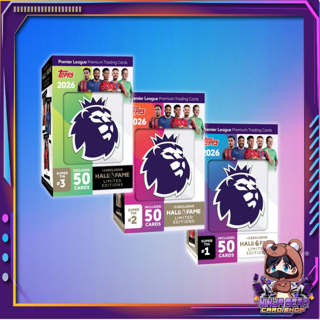 [ พร้อมส่ง! ] การ์ดสะสมฟุตบอล Topps Premier League 2026 Super Tin - Hall of Fame Series #1 #2 #3 ใหม่ล่าสุด! (p4) ( 420 กรัม )